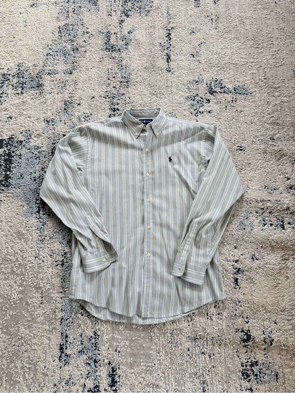 Ralph Lauren Men’s Button-Down Striped Shirt - Light Blue & White